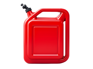 Red metal jerrycan on a white background. Canister for gasoline, diesel gas. 