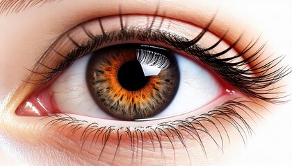 Fototapeta premium A close-up of a human eye ball with a heart-shaped reflection