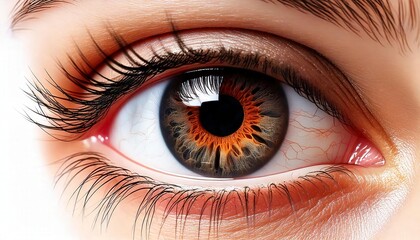 Fototapeta premium A close-up of a human eye ball with a heart-shaped reflection