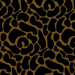 a seamless vector leopard pattern featuring bold black spots on a rich brown background