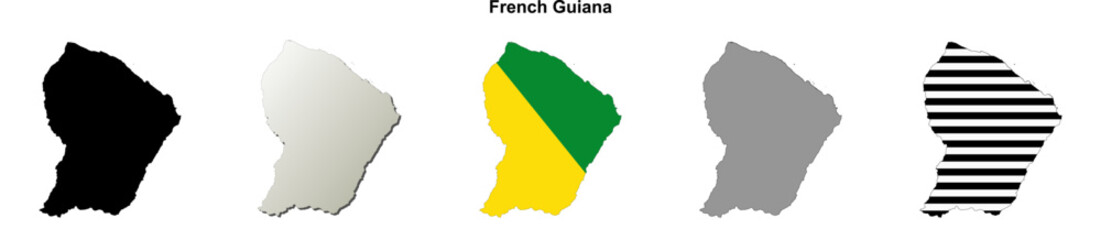 Obraz premium French Guiana outline map set