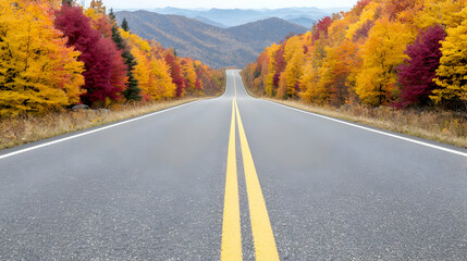 Fototapeta premium Scenic autumn road trip through colorful mountain foliage
