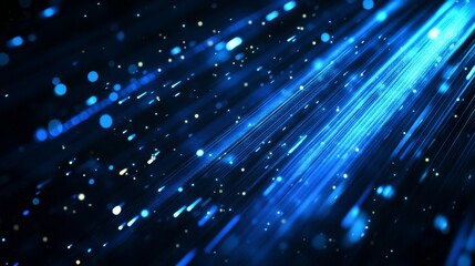 Obraz premium Blue light beams glow on a dark backdrop. Design for technology data with vector graphics.