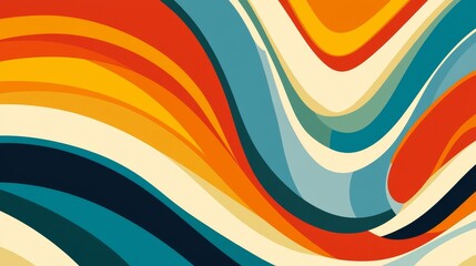 Obraz premium Groovy 70s background with colorful stripes and waves. Perfect for posters, banners, home decor, or wall art.