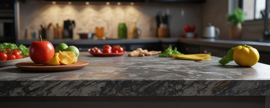 Cortada cebolla sobre una tabla de cocina de granito oscuro y lisa, cocina, alimentos