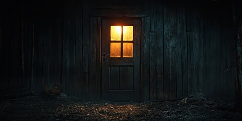 A warm, rustic barn with glowing lantern light, evoking nostalgia, rural charm, and a sense of tranquility.