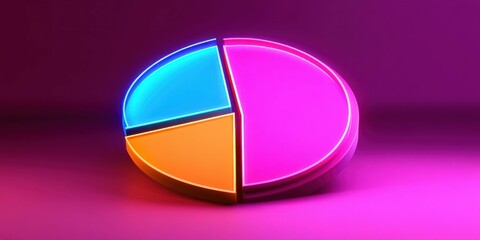 Obraz premium Glowing Neon Pie Chart in Holographic Style