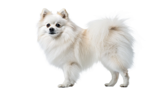 A Pomeranian isolated on a white background