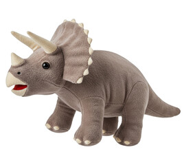 Stuffed Kid Toy Prehistoric Triceratops Plushie, Dinosaur Toy, Isolated Transparent png