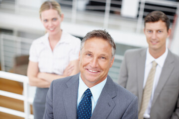 Teamwork, portrait and solidarity with business people in office for leadership, account manager...
