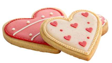 A visually appealing arrangement of heart-shaped cookies with colorful icing