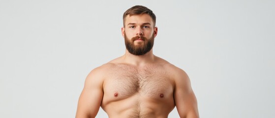 Fototapeta premium muscular man with beard on white background