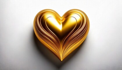 A luxurious golden heart with a shiny metallic finish