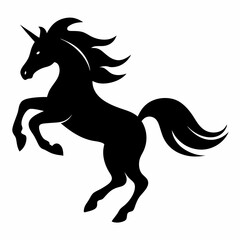 Horse Unicorn Silhouette Icon Art Vector Illustration Black Silhouette Clipart for Digital Design