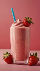  Image elegant, strawberry smoothie,fresh juice 