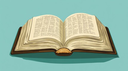 Sacred Catholic Bible Open for Spiritual Meditation - Vector Illustration