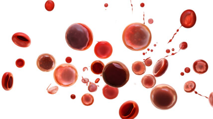 Red blood cells flowing in plasma human body medical transparent PNG background
