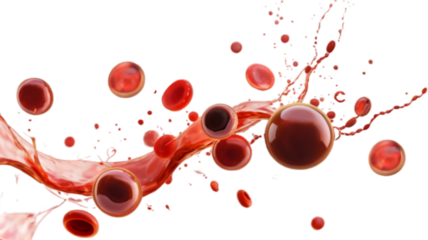 Red blood cells flowing in plasma human body medical transparent PNG background