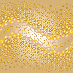 Elegant golden snakeskin texture with flowing waves and honeycomb details. Ideal for digital backgrounds, luxury branding, textiles, and modern decor.
