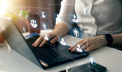 Business hierarchy structure. Business process and workflow automation with flowchart. Virtual...