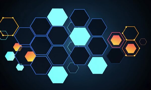 Colorful Hexagonal Pattern on Dark Background.