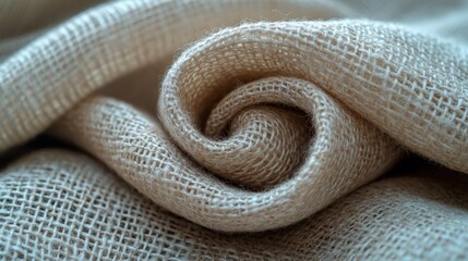Fototapeta premium Detailed macro view of light gray woven linen fabric showcasing natural fibers and texture
