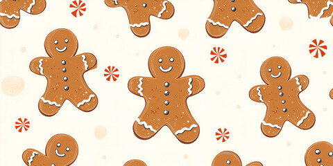 Repeating Pattern of Gingerbread Cookies for Holiday Decoration