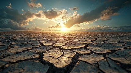 Cracked desert land at sunset under dramatic sky (1)