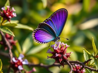 Great Purple Hairstreak Butterfly on Elbowbush - Vibrant AI Photo