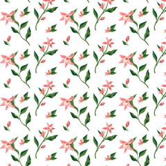 Pattern with delicate pink flowers on long stems.eps