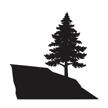 Silhouette of A Cedar Tree vector illustration