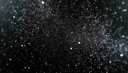 Abstract black background with white dust, scratches. Detailed texture. Design element for various media. Suitable for posters, digital art. Illustrative image with distressed effect. Modern design.