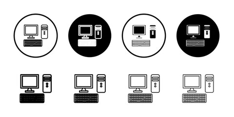 Computer icon Outline thin set pack series