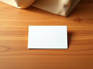 "Blank Business Card Mockup on Teak Wood