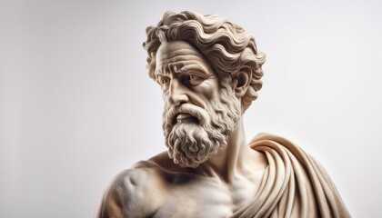 Mighty Aristotle: A Powerful Sculpture on a White Background