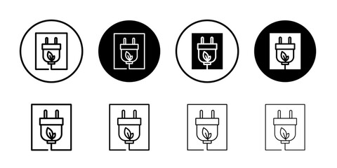 Green energy icon Outline thin set pack series