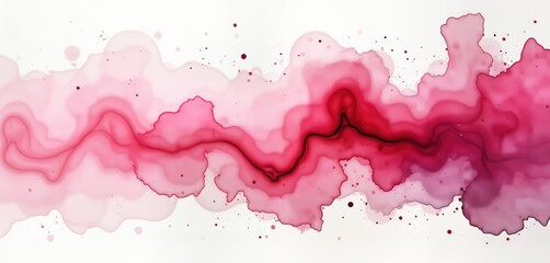 Obraz premium Abstract art piece with pink, red watercolor stains. Fluid painting style with flowing lines. Abstract design creates texture resembling clouds paint splashes. Unique art piece. Perfect for posters,