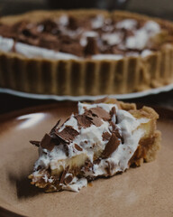 Slice of Chocolate Cream Pie on Plate