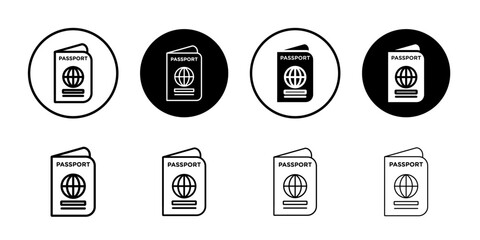 Passport icon Outline thin set pack series