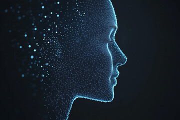 Glowing wireframe of a doctor on a transparent background