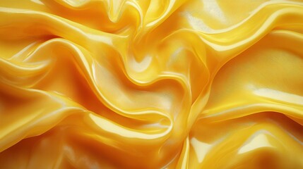 Obraz premium Vibrant yellow polyester fabric with glossy finish and texture interplay for outerwear