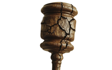 A Powerful Image of a Broken Gavel Representing the Struggle for Justice Isolated on Transparent Background.