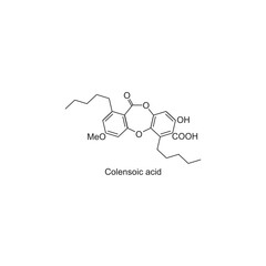 Fototapeta premium Colensoic acid skeletal structure.Organic Acid compound schematic illustration. Simple diagram, chemical structure.