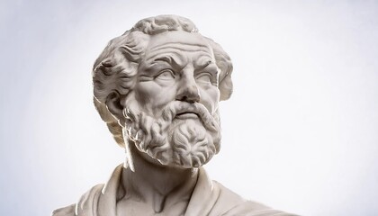 Mighty Aristotle: A Powerful Sculpture on a White Background