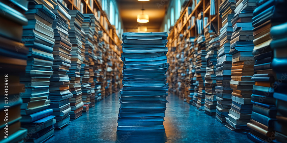 Poster document digitization process transforming paper stacks into digital formats in a modern library env
