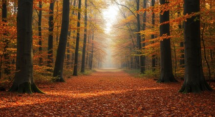 Autumn Forest Path Landscape Photography Print