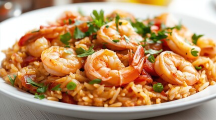 Tasty Shrimp Paella with Seasoned Rice - 4K Ultra HD Authentic Spanish Cuisine Photography