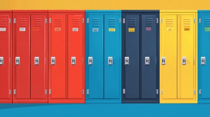 Modern school corridor with lockers illustration for educational designs