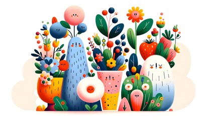 Obraz premium Jardines Encantados: Criaturas Botánicas