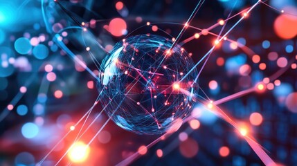 Imagery illustrating the principles of quantum computing, with quantum bits (qubits) harnessing the power of quantum mechanics